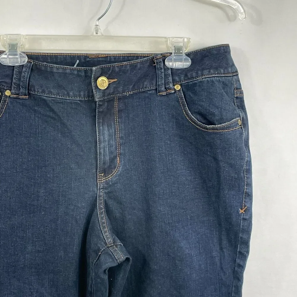 Lane Bryant women's dark wash jeans sz 18 petite slim boot genius fit jeans